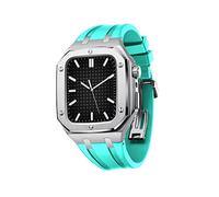 BNCXMO Beautiful Gift For Band 45mm 44mm Men Women Military Metal Case Silicone Strap Full Coverage Protective Case For IWatch Series 7/SE/6/5/4