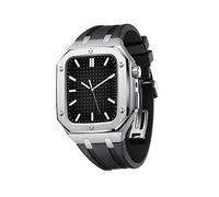 BNCXMO Beautiful Gift For Band 45mm 44mm Men Women Military Metal Case Silicone Strap Full Coverage Protective Case For IWatch Series 7/SE/6/5/4