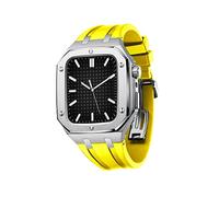 BNCXMO Beautiful Gift For Band 45mm 44mm Men Women Military Metal Case Silicone Strap Full Coverage Protective Case For IWatch Series 7/SE/6/5/4