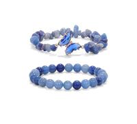 BNCXMO Blue Bracelet Butterfly Friendship Bracelets for Women Crystals Stone Bracelets Natural Gemstone Bead Bracelet Blue Jewelry Friendship Gifts for Women