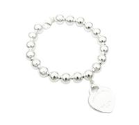 BNCXMO bracelets for womens Silver 925 classic fashion silver heart card 8mm round beads ladies bracelet jewelry 22cm