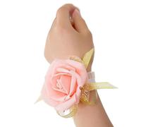 BNCXMO Bridesmaid Wrist Corsage Party Rose Bracelet Silk Flowers Ribbon Bride Wedding Ornament Decoration Bridesmaid Dress for Wedding Dance Party Decor