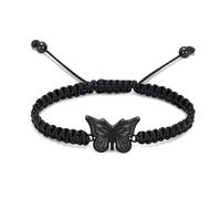 BNCXMO Butterfly Urn for Ashes for Women Cremation Memorial Jewelry Braided Rope Adjustable Bracelets Funeral Keepsake Gift-Black