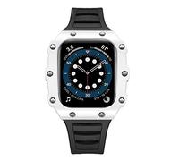 BNCXMO Carbon Fiber Case for Band Modification 7 45mm 44mm 41mm Ceramic Bezel Rubber Strap Mod Kit for IWatch Series 6 SE 5