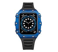 BNCXMO Carbon Fiber Case for Band Modification 7 45mm 44mm 41mm Ceramic Bezel Rubber Strap Mod Kit for IWatch Series 6 SE 5