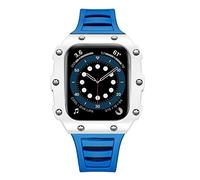 BNCXMO Carbon Fiber Case for Band Modification 7 45mm 44mm 41mm Ceramic Bezel Rubber Strap Mod Kit for IWatch Series 6 SE 5