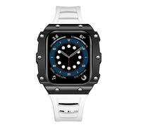 BNCXMO Carbon Fiber Case for Band Modification 7 45mm 44mm 41mm Ceramic Bezel Rubber Strap Mod Kit for IWatch Series 6 SE 5