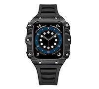 BNCXMO Carbon Fiber Case for Band Modification 7 45mm 44mm 41mm Ceramic Bezel Rubber Strap Mod Kit for IWatch Series 6 SE 5