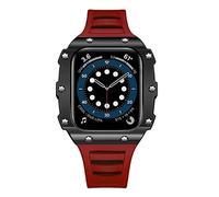 BNCXMO Carbon Fiber Case for Band Modification 7 45mm 44mm 41mm Ceramic Bezel Rubber Strap Mod Kit for IWatch Series 6 SE 5