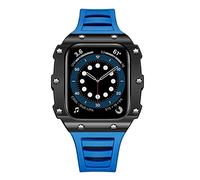 BNCXMO Carbon Fiber Case for Band Modification 7 45mm 44mm 41mm Ceramic Bezel Rubber Strap Mod Kit for IWatch Series 6 SE 5