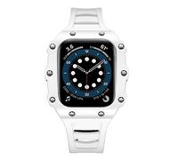 BNCXMO Carbon Fiber Case for Band Modification 7 45mm 44mm 41mm Ceramic Bezel Rubber Strap Mod Kit for IWatch Series 6 SE 5