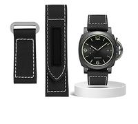 BNCXMO Carbon Fiber Check Nylon Canvas Strap for Panerai Lumino PAM01118 01661 Waterproof Watchband Bracelet 24mm Black Blue (Color : Black-Black, Size : 24mm)