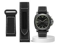 BNCXMO Carbon Fiber Check Nylon Canvas Strap for Panerai Lumino PAM01118 01661 Waterproof Watchband Bracelet 24mm Black Blue (Color : Black-Black, Size : 24mm)