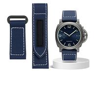BNCXMO Carbon Fiber Check Nylon Canvas Strap for Panerai Lumino PAM01118 01661 Waterproof Watchband Bracelet 24mm Black Blue (Color : Black-Black, Size : 24mm)