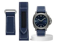 BNCXMO Carbon Fiber Check Nylon Canvas Strap for Panerai Lumino PAM01118 01661 Waterproof Watchband Bracelet 24mm Black Blue (Color : Black-Black, Size : 24mm)