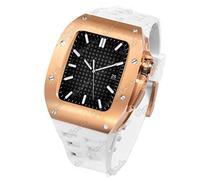 BNCXMO Carbon Fiber Modification Kit For Series 7 45mm Metal Bezel+Rubber Strap for iWatch Series 6 SE 5 4 44mm Mod Cover