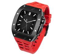 BNCXMO Carbon Fiber Modification Kit For Series 7 45mm Metal Bezel+Rubber Strap for iWatch Series 6 SE 5 4 44mm Mod Cover
