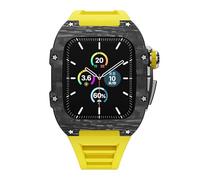 BNCXMO Carbon Fiber Modification Kit For Series 7 45mm Metal Bezel+Rubber Strap for iWatch Series 6 SE 5 4 44mm Mod Cover