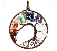 BNCXMO Chakra Necklace7 Chakra Stones Crystal necklaces Pendants Natural Stone Tree of Life Pendulum Pendant Necklace for Women Healing Jewelry