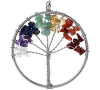 BNCXMO Chakra Necklace7 Chakra Stones Crystal necklaces Pendants Natural Stone Tree of Life Pendulum Pendant Necklace for Women Healing Jewelry