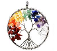 BNCXMO Chakra Necklace7 Chakra Stones Crystal necklaces Pendants Natural Stone Tree of Life Pendulum Pendant Necklace for Women Healing Jewelry