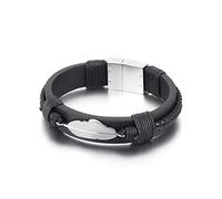BNCXMO Charm Bracelet, Men's Bracelet, Leaf Bracelets, Black Wrist Chain, Stainless Steel with Magnetic Clasp, Length 21 cm, Gifts, Faux, Without zirconia