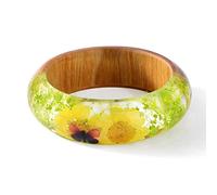BNCXMO charm wood resin bracelet and real dried flower bracelet handmade for women jewelry