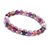 BNCXMO Colorful Natural Cacoxenite Auralite 23 Crystal Round Bead Woman Bracelet 7mm