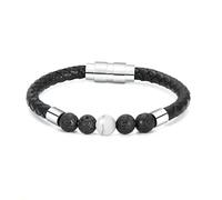 BNCXMO Cremation Jewelry Urn for Ashes for Women Men Lava Stone Genuine Leather Memorial Bracelets-FF-7.87inch(20cm)