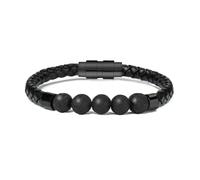 BNCXMO Cremation Jewelry Urn for Ashes for Women Men Lava Stone Genuine Leather Memorial Bracelets-FF-7.87inch(20cm)