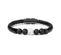BNCXMO Cremation Jewelry Urn for Ashes for Women Men Lava Stone Genuine Leather Memorial Bracelets-FF-7.87inch(20cm)