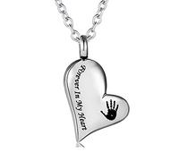 BNCXMO Cremation Urn Necklace for Ashes Urn Jewelry,Forever in My Heart Carved Locket Stainless Steel Keepsake Waterproof Memorial Pendant for Ashes