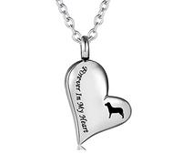 BNCXMO Cremation Urn Necklace for Ashes Urn Jewelry,Forever in My Heart Carved Locket Stainless Steel Keepsake Waterproof Memorial Pendant for Ashes