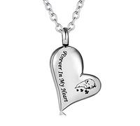 BNCXMO Cremation Urn Necklace for Ashes Urn Jewelry,Forever in My Heart Carved Locket Stainless Steel Keepsake Waterproof Memorial Pendant for Ashes
