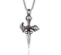 BNCXMO Cross Pendant Necklace Silver Jewelry With Red Crystal Cross Necklaces For Men Cool Jewelry