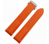 BNCXMO Curved End Rubber Silicone Watch Bands for Omega 300 Strap 20mm 22mm Brand Watchband (Color : Orange-Silver, Size : 22mm)