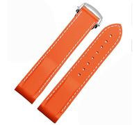 BNCXMO Curved End Rubber Silicone Watch Bands for Omega 300 Strap 20mm 22mm Brand Watchband (Color : Orange-Silver, Size : 22mm)