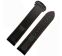 BNCXMO Curved End Rubber Silicone Watch Bands for Omega 300 Strap 20mm 22mm Brand Watchband (Color : Orange-Silver, Size : 22mm)