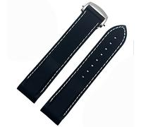 BNCXMO Curved End Rubber Silicone Watch Bands for Omega 300 Strap 20mm 22mm Brand Watchband (Color : Orange-Silver, Size : 22mm)