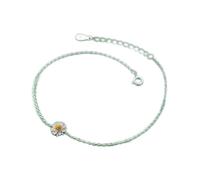 BNCXMO Dainty Ankle Bracelet - 925 Sterling Silver Minimalist Snake Chain Beads Flower Anklets for Women Wedding Fine Jewelry Gift (Color : A)