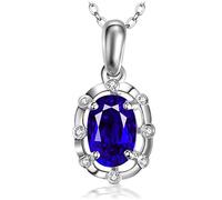 BNCXMO Diamond Pendant Necklace, Jewelry Sapphire Necklaces with White 0.5Carat VS1-VS2 Ideal Cut Gemstone Luxurious Ladies Necklace Gift