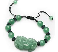 BNCXMO Feng Shui Wealth Bracelet for Women Aventurine Jade Pixiu Pi Yao Cyan Jade Bead Woven Bracelet Pineapple Knot Adjustable for Good Fortune Courageous Lucky and Wealth,10MM