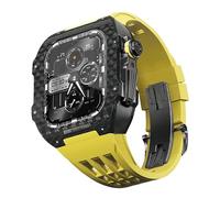 BNCXMO Fluororubber Watch Band Carbon Fiber Bezel for 8/7/6/5/4/SE, Carbon Fiber Luxury Watch Band Compatible with IWatch Series 44/45mm,With Tools