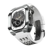 BNCXMO Fluororubber Watch Band Carbon Fiber Bezel for 8/7/6/5/4/SE, Carbon Fiber Luxury Watch Band Compatible with IWatch Series 44/45mm,With Tools