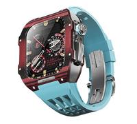 BNCXMO Fluororubber Watch Band Carbon Fiber Bezel for 8/7/6/5/4/SE, Carbon Fiber Luxury Watch Band Compatible with IWatch Series 44/45mm,With Tools