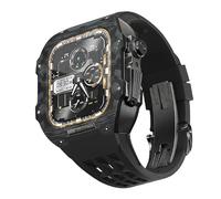 BNCXMO Fluororubber Watch Band Carbon Fiber Bezel for 8/7/6/5/4/SE, Carbon Fiber Luxury Watch Band Compatible with IWatch Series 44/45mm,With Tools