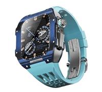 BNCXMO Fluororubber Watch Band Carbon Fiber Bezel for 8/7/6/5/4/SE, Carbon Fiber Luxury Watch Band Compatible with IWatch Series 44/45mm,With Tools
