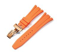 BNCXMO for AP Royal Oak Offshore 15400/15202/15703 Rubber Silicone Watch Strap Men Watch Strap Accessories 27mm 28mm (Color : Orange Rose Gold, Size : 27mm)
