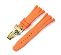 BNCXMO for AP Royal Oak Offshore 15400/15202/15703 Rubber Silicone Watch Strap Men Watch Strap Accessories 27mm 28mm (Color : Orange Rose Gold, Size : 27mm)