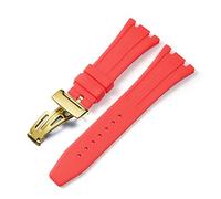 BNCXMO for AP Royal Oak Offshore 15400/15202/15703 Rubber Silicone Watch Strap Men Watch Strap Accessories 27mm 28mm (Color : Orange Rose Gold, Size : 27mm)